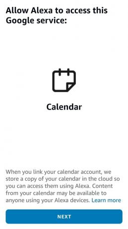 Alexa App concede acesso ao calendário