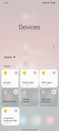 Android 11 intelligens otthon vezérlése egy Samsung telefonon
