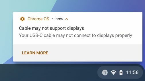 Notifica di compatibilità USB-C sui Chromebook