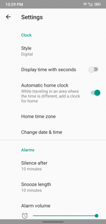 Android घड़ी सेटिंग्स