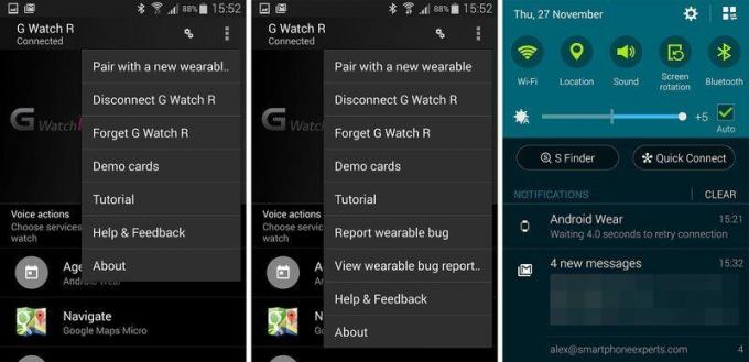 Snímka obrazovky Android Wear