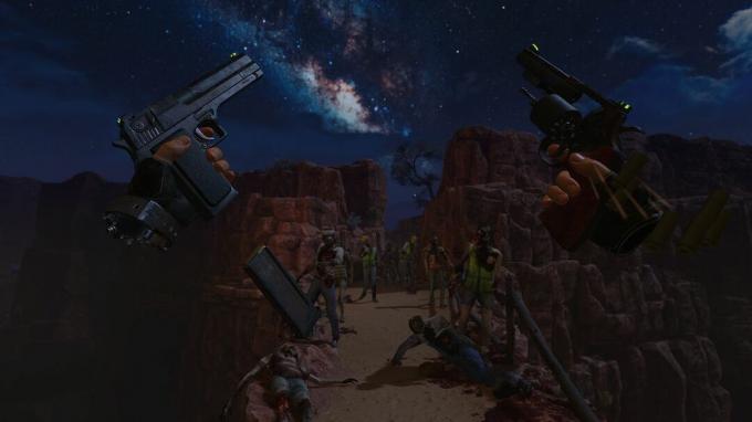 Arizona Sunshine 2 officiell skärmdump i en kanjon på natten