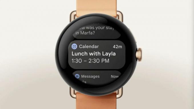 Painel de notificações do Pixel Watch no Google Event Fall 2022