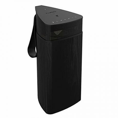 Fluance Fi20 Altoparlante portatile wireless a 360 gradi ad alte prestazioni con suono omnidirezionale, audio avanzato Bluetooth aptX, cabinet in legno, batteria 24 ore, altoparlante, luce d'accento (cenere nera)