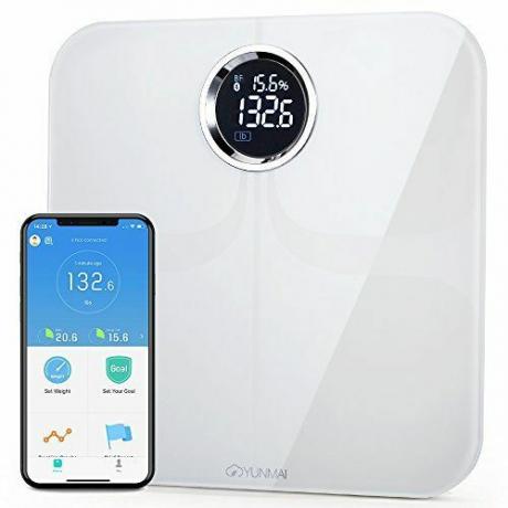Умные весы YUNMAI Premium — весы для измерения жира в организме с приложением для фитнеса и монитором состава тела с очень большим дисплеем — работают с iPhone.