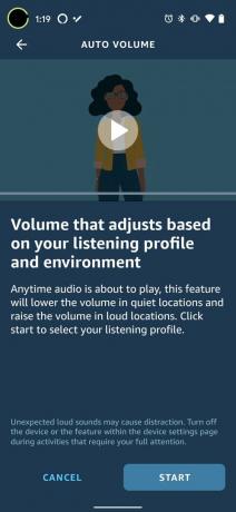 Amazon Echo Frames V2 iestatīšanas automātiskā skaļuma 1. darbība