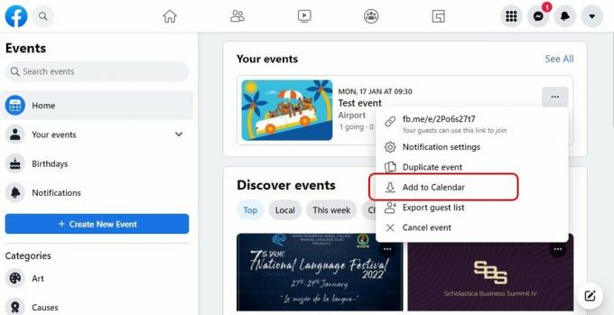 Facebook-evenemang Google Kalender Desktop