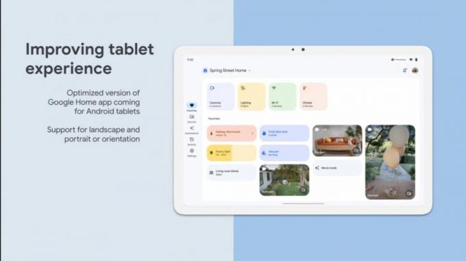 O novo aplicativo Google Home 2023 em um Pixel Tablet
