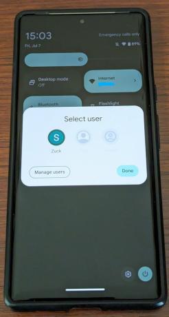 Cambiador de usuarios en Android 14 en un Pixel
