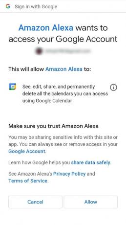 Alexa App גישה לחשבון Google