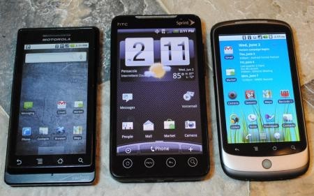מוטורולה דרואיד, HTC Evo 4G, Google Nexus One