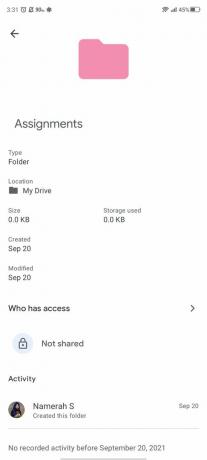 Google Drive Android -visningsfilaktivitet