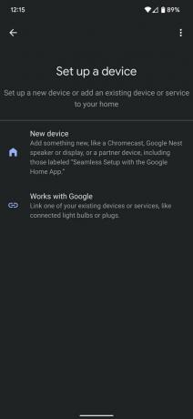 Google Home Lisää laite -kuvakaappaus
