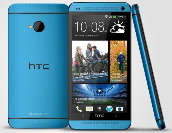 Modré zariadenie HTC One
