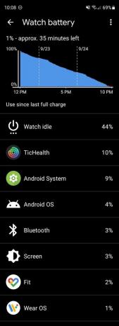 Captura de tela da bateria Ticwatch Pro 3 Ultra Gps