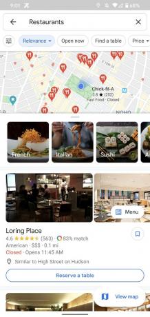 Recommandations de restaurant Google Maps