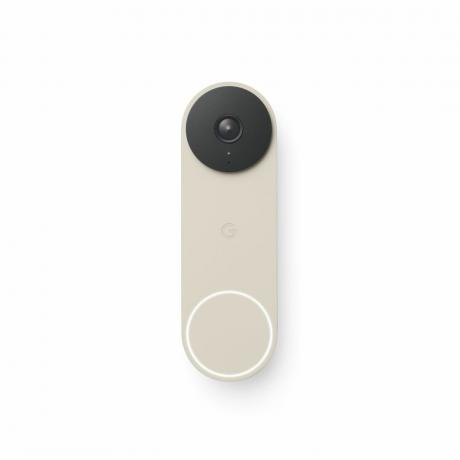 Google Nest Doorbell (langallinen, 2. sukupolvi) Pellavareco edessä