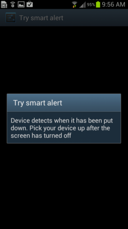 Android CentralSmart brīdinājums darbībā
