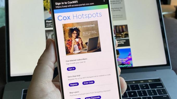 Cox Wifi vstupní stránka