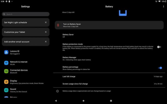 Lenovo Yoga Tab 13 Batterij Screenshot