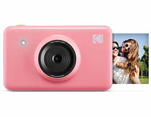 Fotocamera digitale istantanea wireless Kodak Mini Shot e stampante fotografica portatile per social media, display LCD, stampe a colori di alta qualità, compatibile con WiOS e Android (rosa)