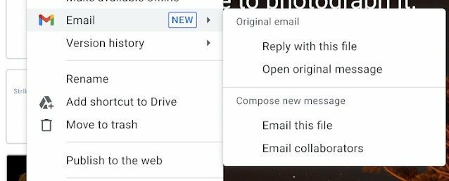 Vastaa tiedostolla Gmail Office Docs Sheets Slides