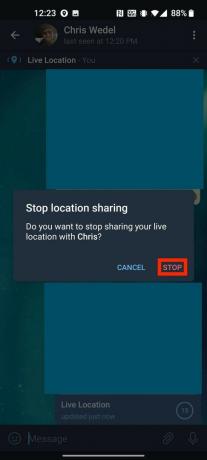 Como parar de compartilhar telegrama de localização ao vivo 2