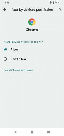 Screenshot ovládacieho panela súkromia Androidu 12