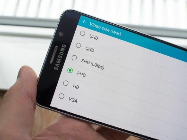 הגדרות רזולוציית וידאו של Galaxy Note 5