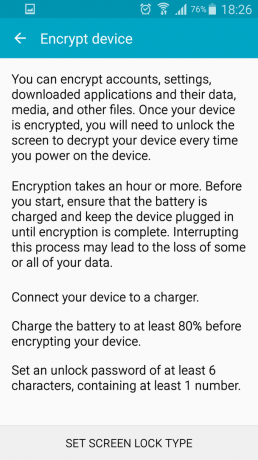 Krypteringsinställning för Galaxy Note 4