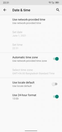 Android Tarih Saat Ayarları