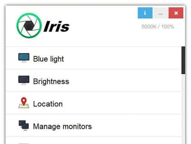 Schermata del software Iris