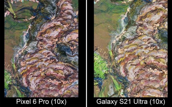 Pixel 6 Pro против Galaxy S21 с 10-кратным увеличением
