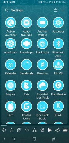 Grande gaveta de aplicativos azul