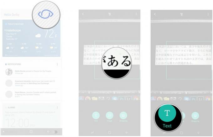 Abra o Bixby Vision, digitalize um item para capturar texto, toque em texto.