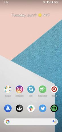Pantalla de inicio de Android 10