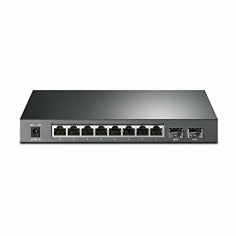 TP-Link Jetstream 8 Port Gigabit Poe Switch | Интелигентно управлявано | 8 Gigabit Poe Port + 2 SFP, 53W | Съвместим с 802.3AF | До 512 Vlan | 8K Mac таблица | L2 / L3 / L4 Qos | Агрегация на връзки (T1500G-10PS)