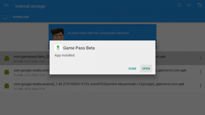 Download di Game Pass su Android TV