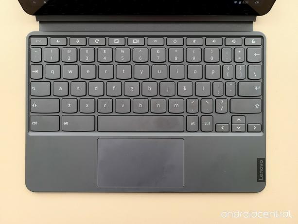 Teclas encolhidas do teclado dueto do Chromebook Lenovo