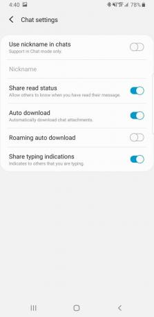 Samsung Messages RCS Chat Settings