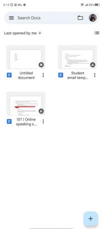Kontrolni seznam Google Dokumentov Android