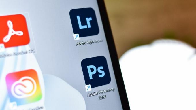 Adobe Photoshop-logo på en PC