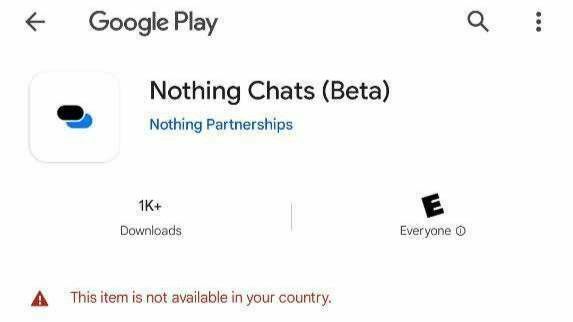 Listagem da Play Store do Nothing Chats