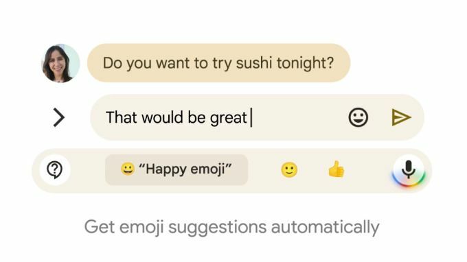 Assistent Röstskrivning som föreslår emoji