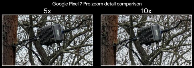 Primerjava stopenj 5x in 10x povečave na Google Pixel 7 Pro
