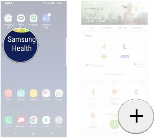 Atidarykite „Samsung Health“, palieskite Tvarkyti elementus