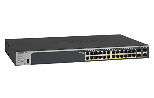 NETGEAR 28-Port Gigabit-Ethernet-Smart-Managed-Pro-PoE-Switch (GS728TPP) - mit 24 x PoE + @ 380W, 4 x 1G SFP, Desktop / Rackmount und ProSAFE Lifetime Protection