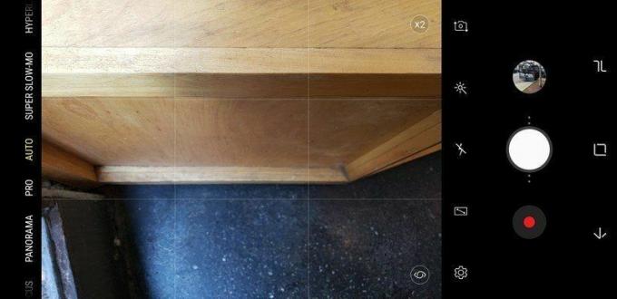 Galaxy S9 kamerasøker rutenettlinjer
