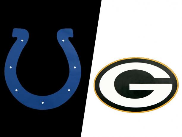 Logo's van Colts V Packers