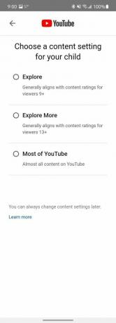 Prižiūrima „YouTube“ nustatymų ekrano kopija